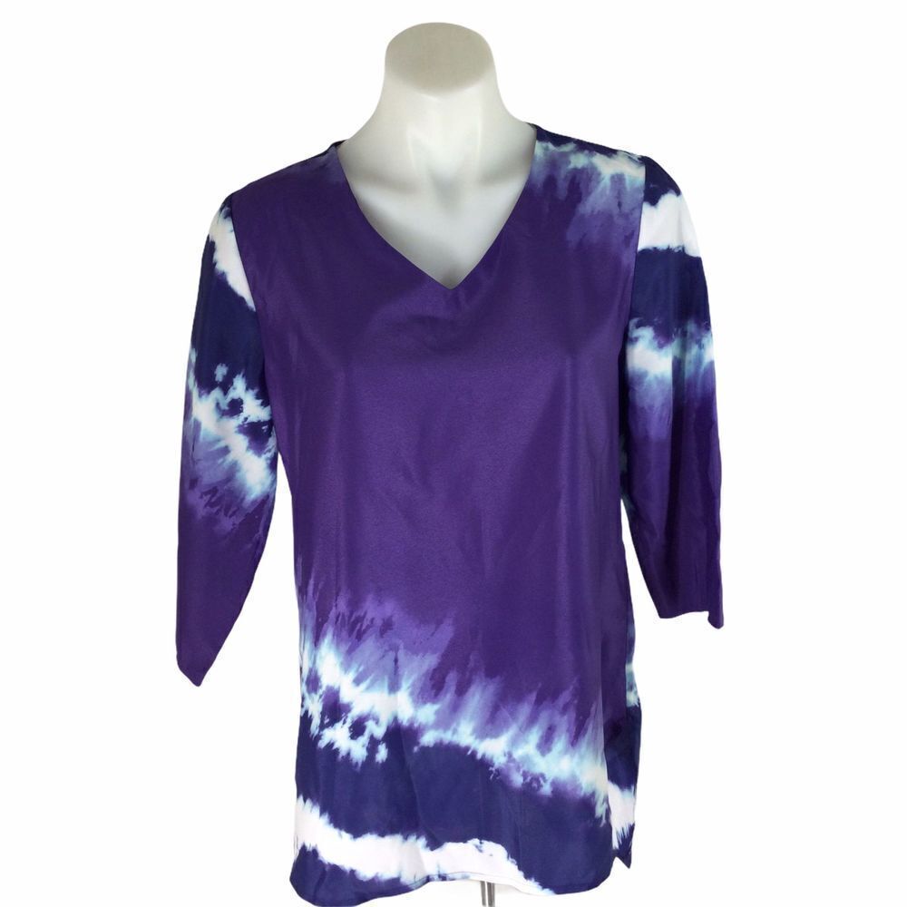 Chico's top tie dye Full Tunic Shirt Top Sz Small